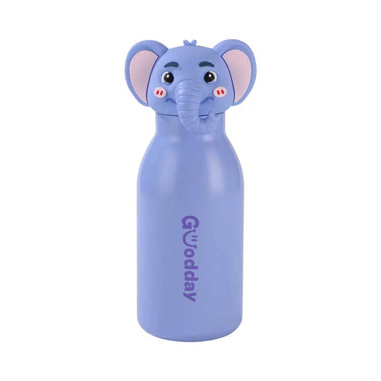 Copo de água de aço inoxidável infantil com cabeça de desenho animado 450ml